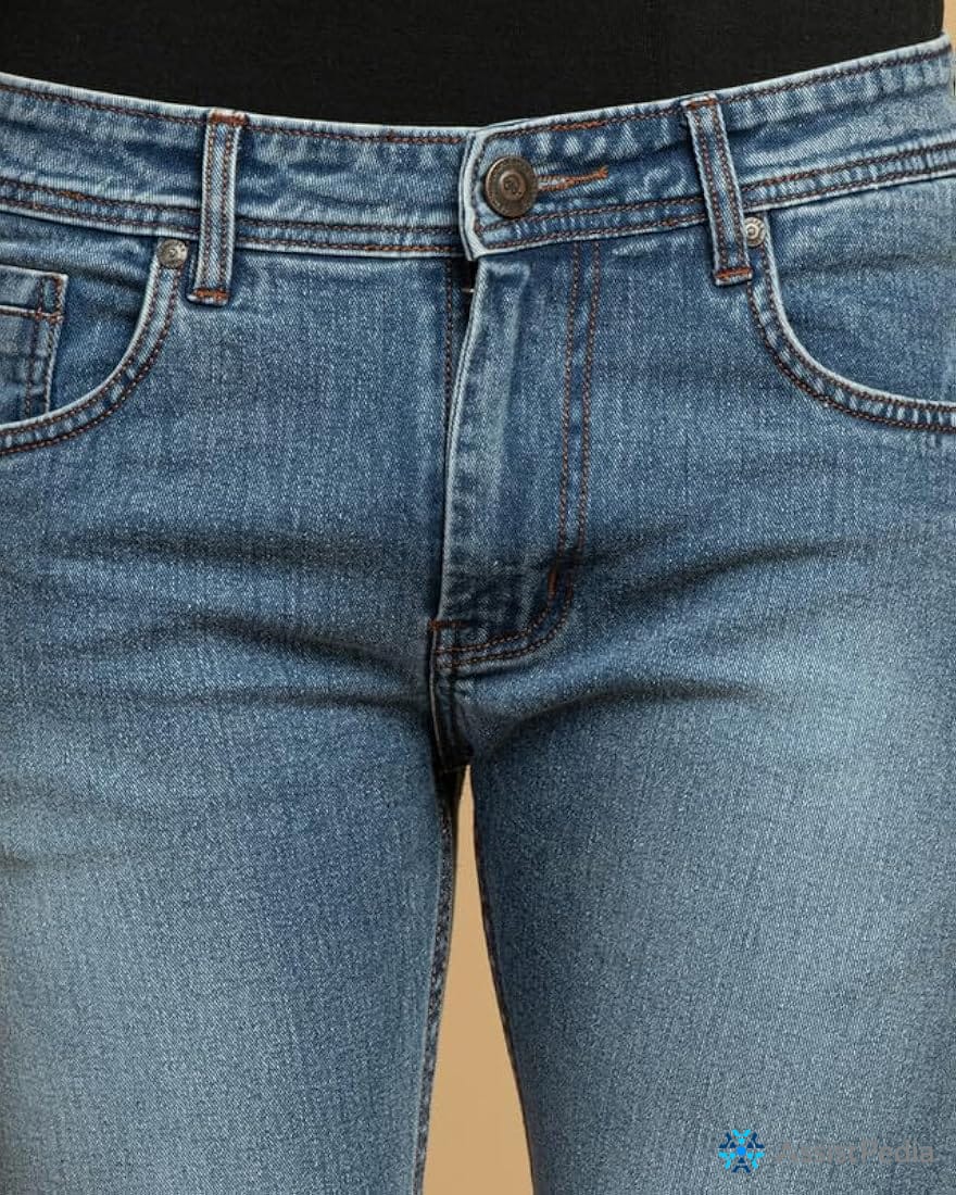 Slim Fit Mid-Blue Stretch Denim Jeans