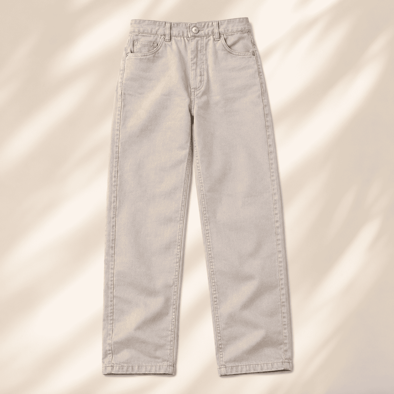 Men's Light Beige Wide-Leg Jeans