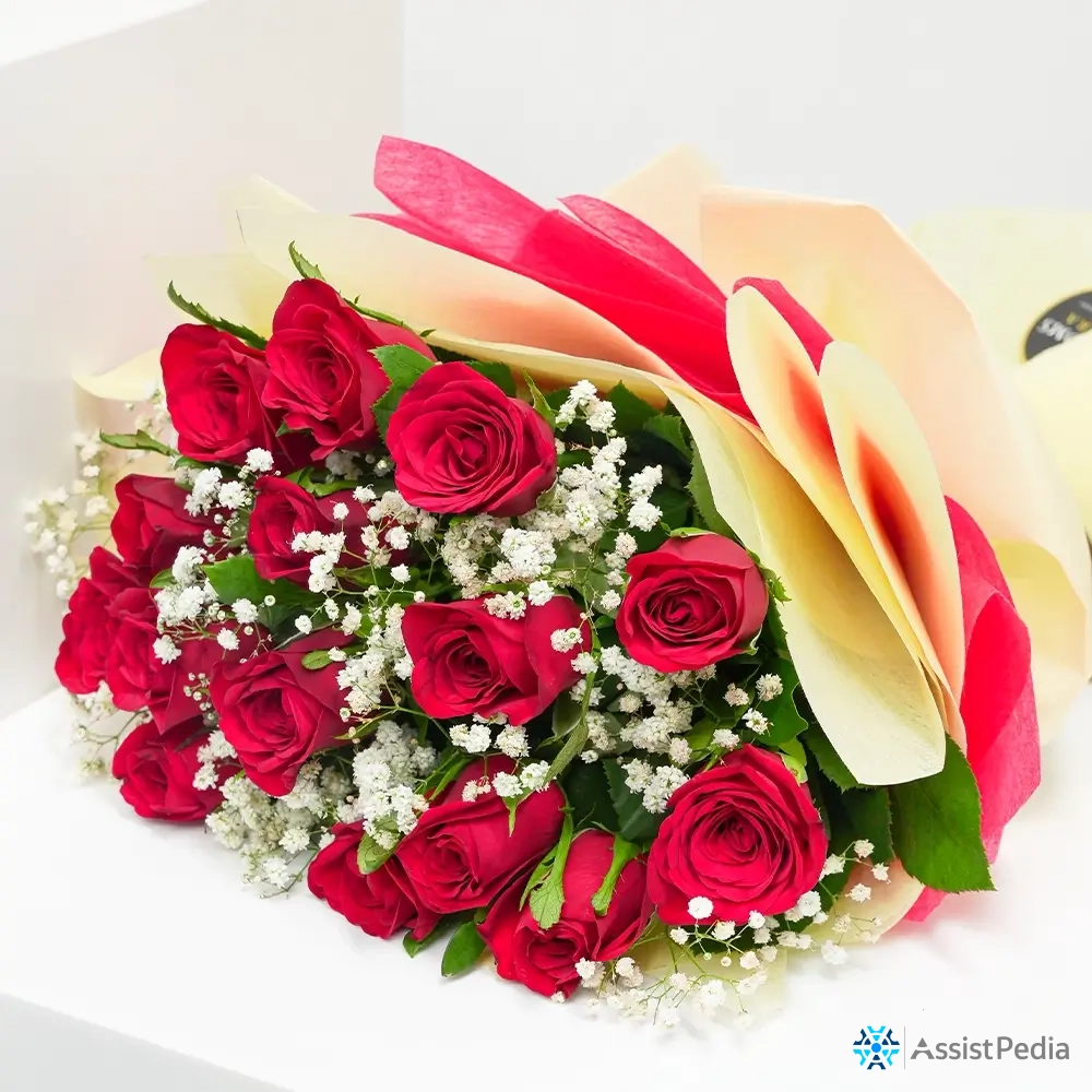 Classic Red Rose Birthday Bouquet — 12 Stems
