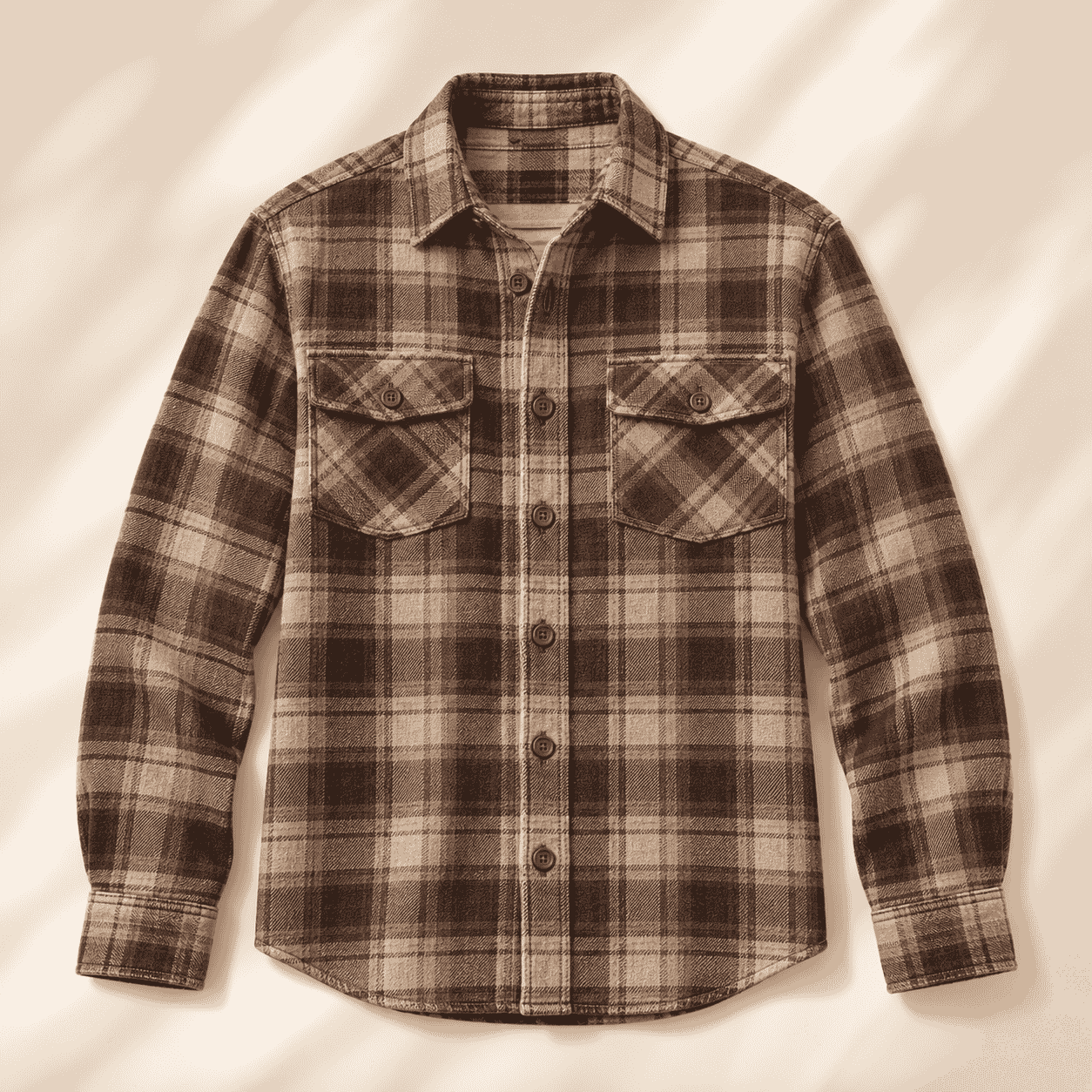 Men's Brown & Beige Checked Full-Sleeve Shirt
