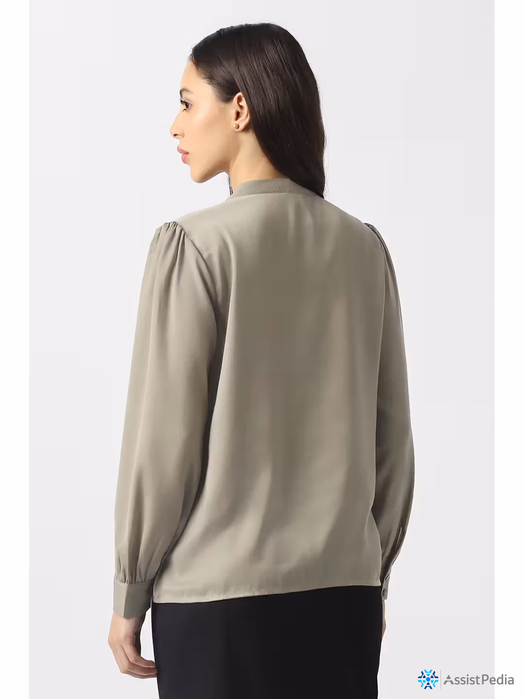 Solid V-Neck Office Wear Top