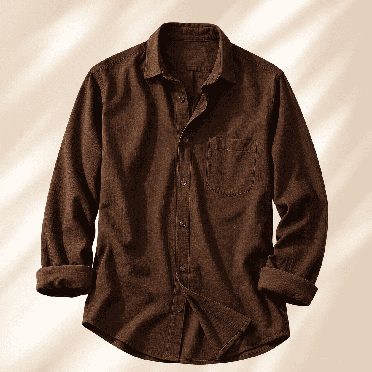Men's Dark Brown Textured Casual Shirt